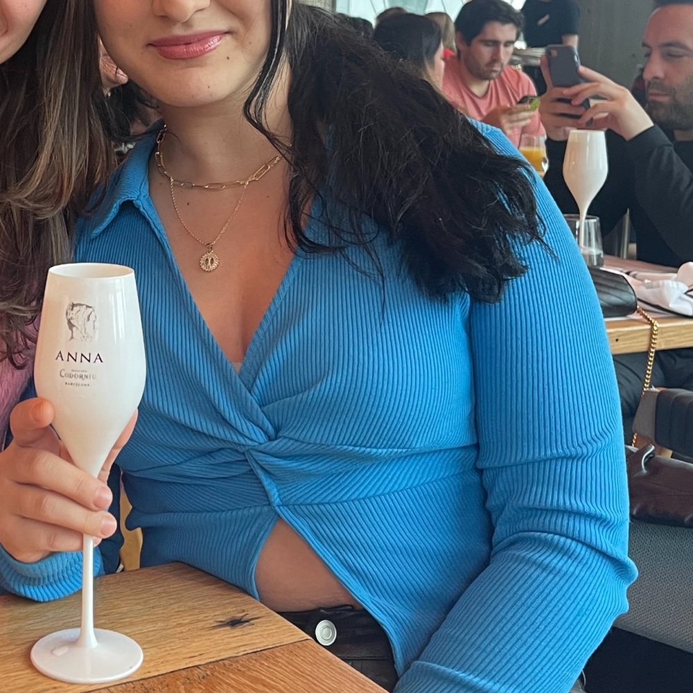 Bershka Blue Ribbed Top